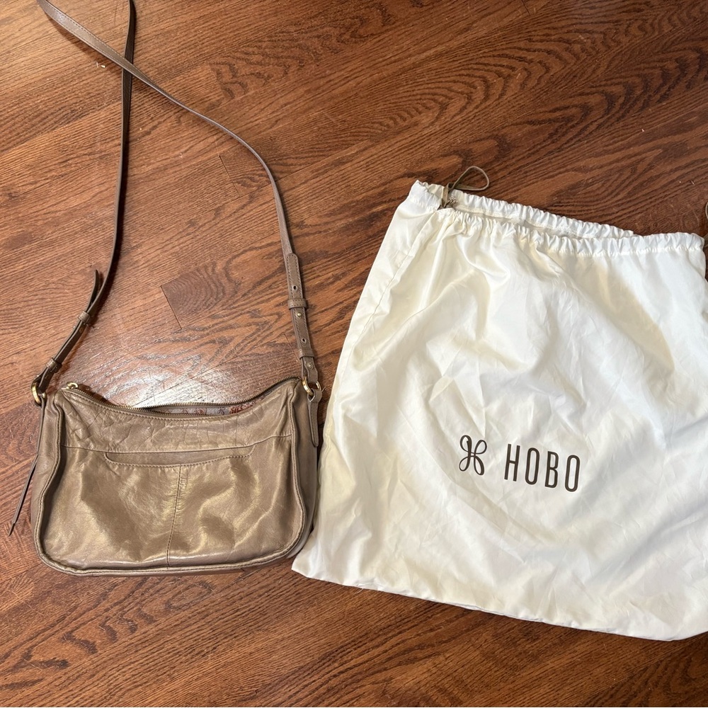 Vintage HOBO Taupe Leather Hobo Bag